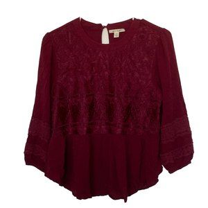 MIAMI WOMEN'S GAZE LACE BURGUNDY Blouse SIZE S